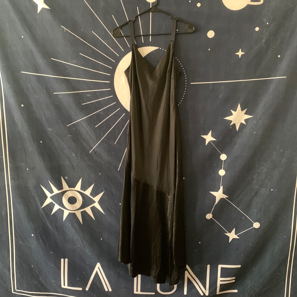 Black Asymmetrical Silky Dress